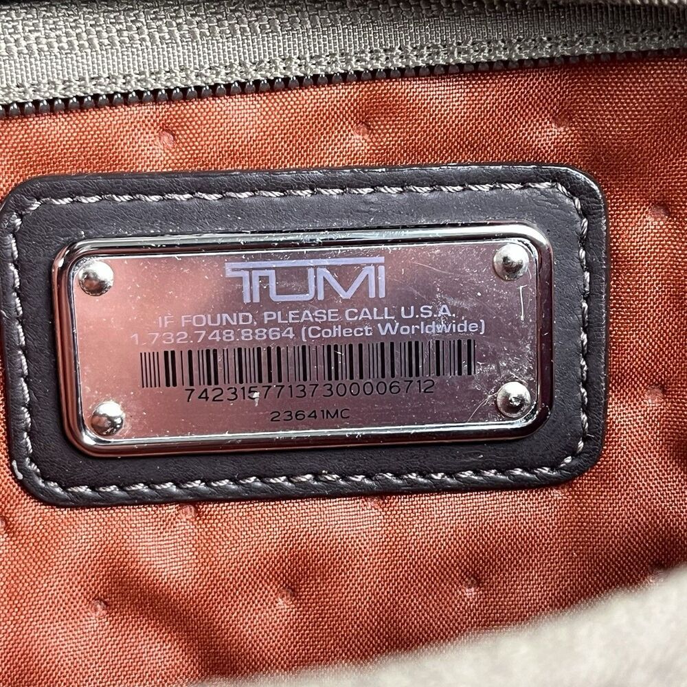 TUMI Achievement 23641MC 2-Way Business Bag Nylon & Brown Leather Tan (Flaws) - Picture 6 of 11